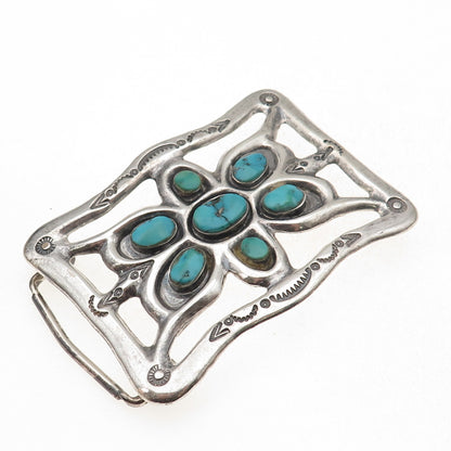 C.B. Marks & Co. Old Pawn Sterling Silver Vintage Turquoise Floral Belt Buckle