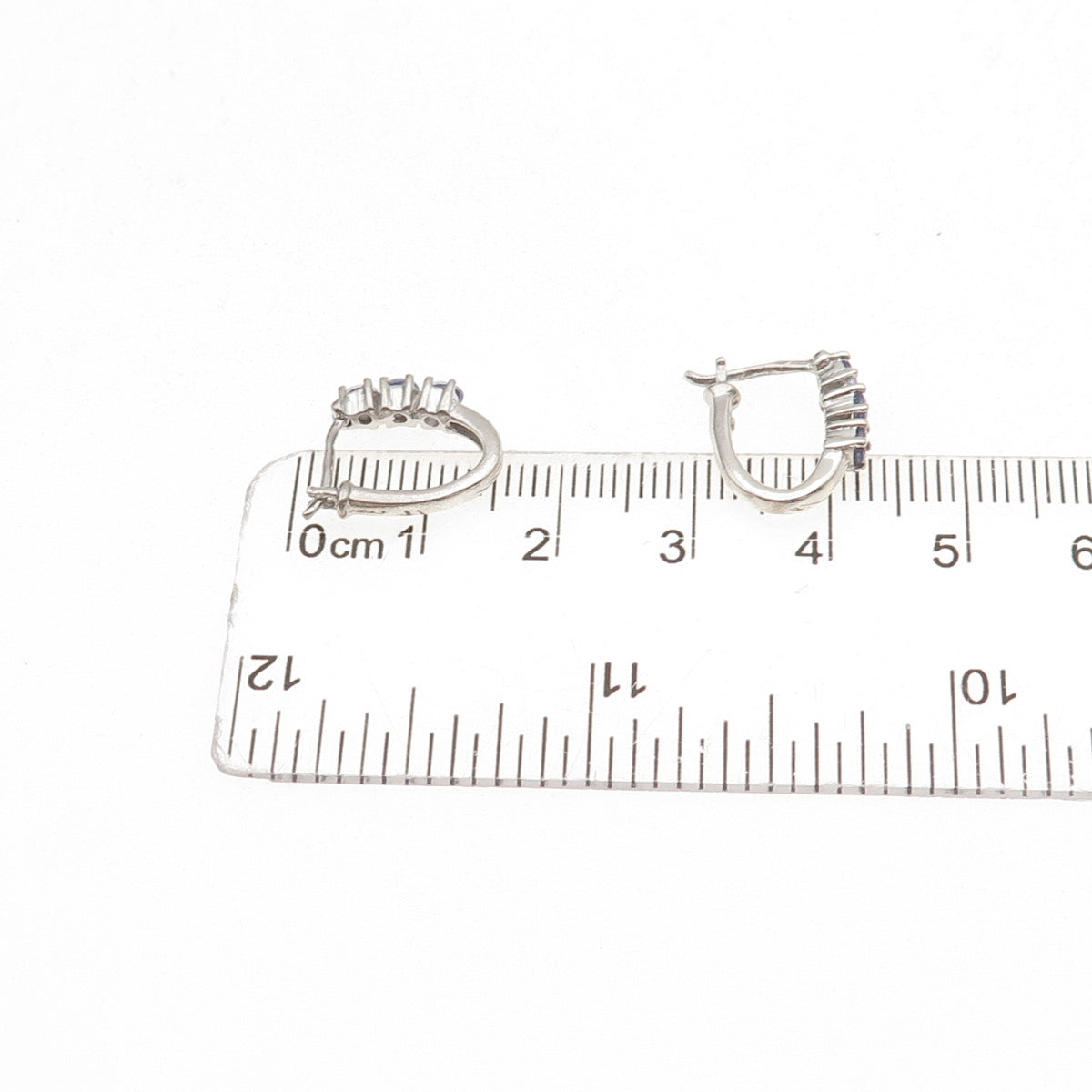 Chuck Clemency 925 Sterling Silver Real Round-Cut Iolite Earrings