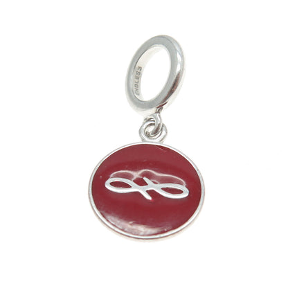 ENDLESS 925 Sterling Silver Red Enamel Infinity Love Dangle Charm