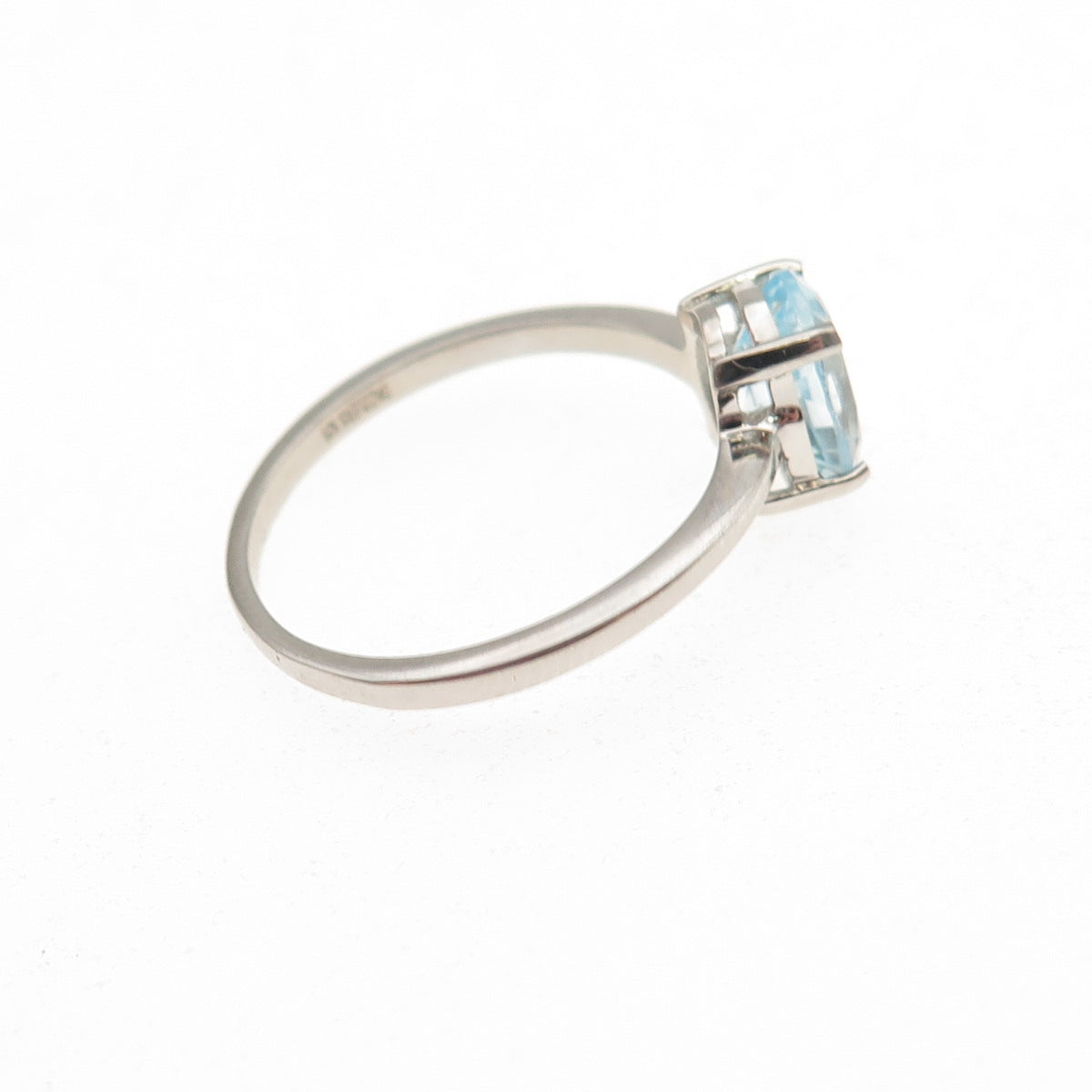 Dazzlers 925 Sterling Silver Real Oval-Cut Blue Topaz Ring Size 6