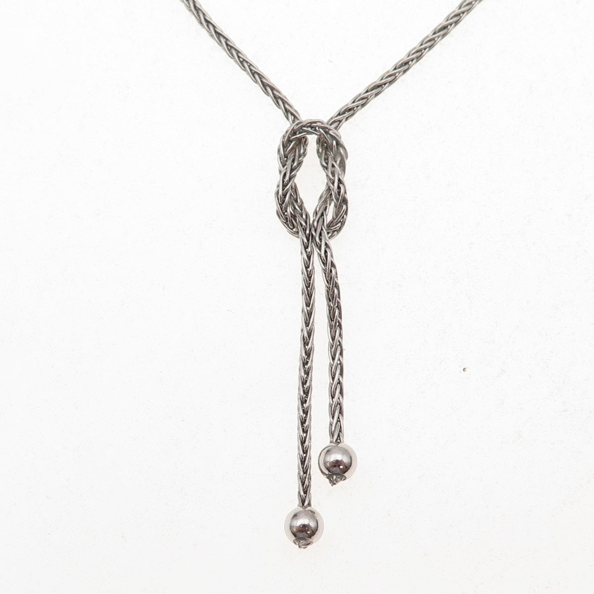 Annika Witt 925 Sterling Silver Italy Love Knot Spiga Chain Necklace 16"