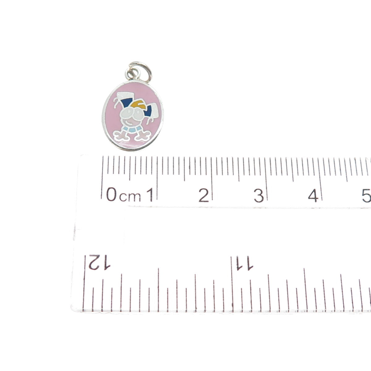 925 Sterling Silver Vintage Enamel Cartoon Character Toddler Minimalist Pendant