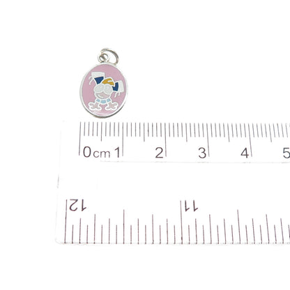 925 Sterling Silver Vintage Enamel Cartoon Character Toddler Minimalist Pendant