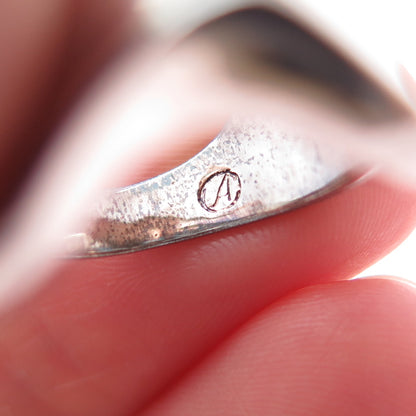 925 Sterling Silver Vintage Italy Modernist Wavy Oxidized Ring Size 7