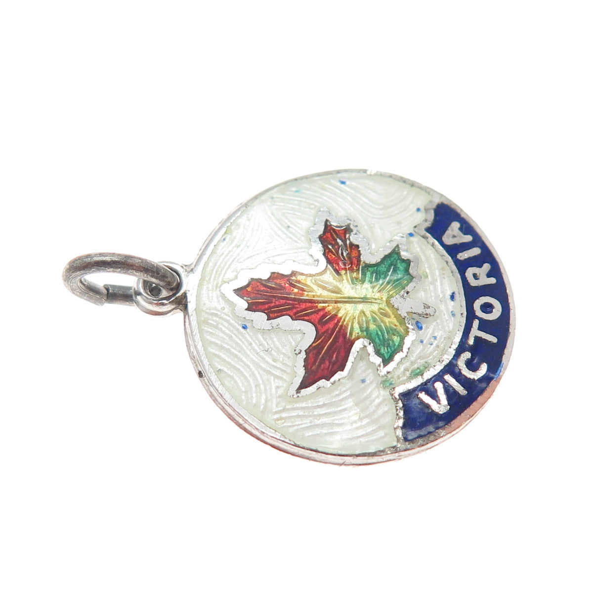 BREADNER CO. 925 Sterling Silver Antique Enamel Maple Leaf Minimalist Pendant