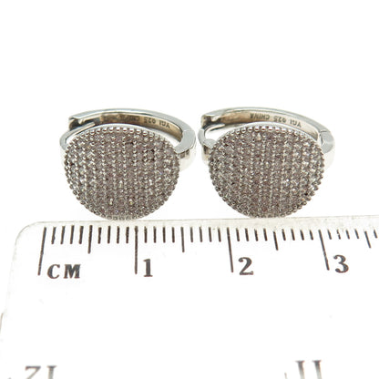 925 Sterling Silver Round-Cut Shaped C Z Huggie Earrings