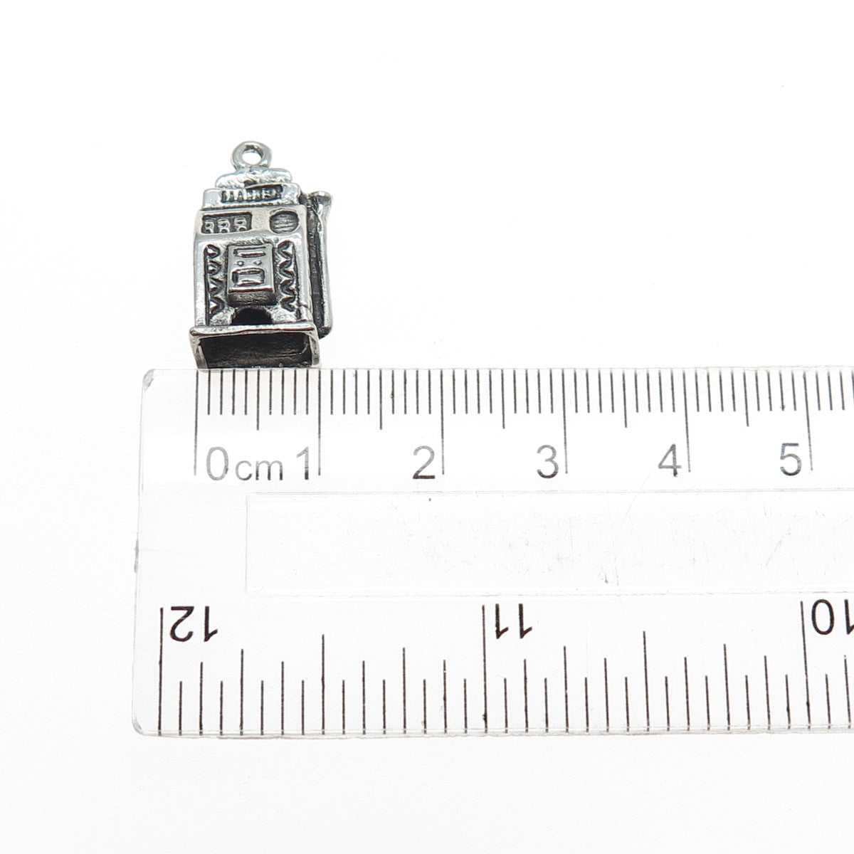 925 Sterling Silver Vintage Slot Machine Casino Oxidized Mini 3D Charm Pendant