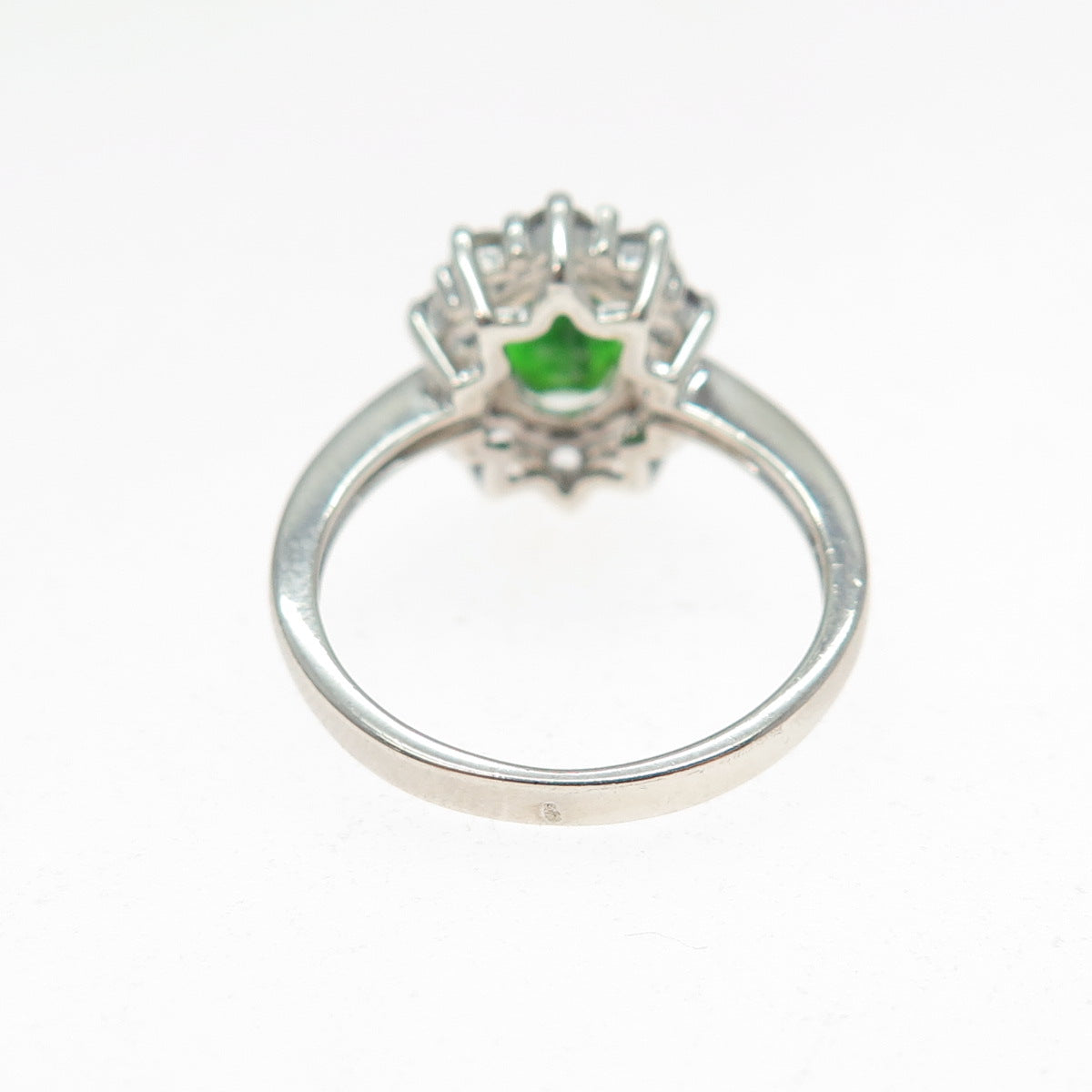 925 Sterling Silver Real Oval-Cut Peridot & White Topaz Ring Size 5.25