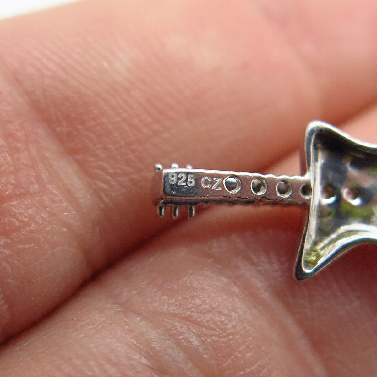 925 Sterling Silver C Z Guitar Charm Pendant