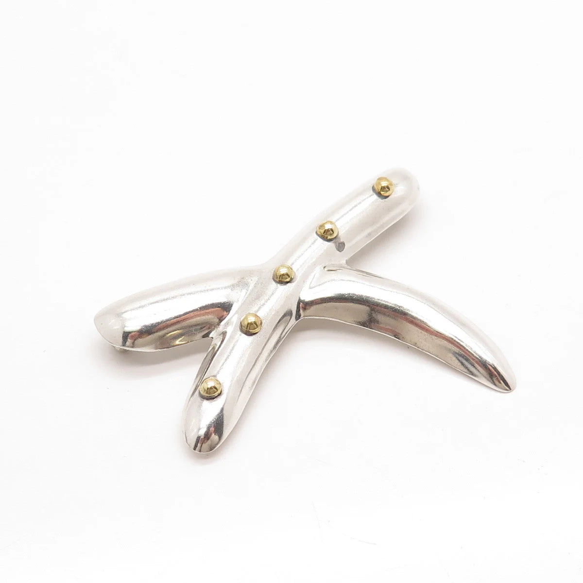 925 Sterling Silver 2-Tone Vintage Mexico Modernist Pin Brooch