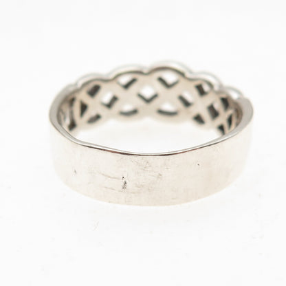 925 Sterling Silver Vintage Celtic Woven Oxidized Band Ring Size 8