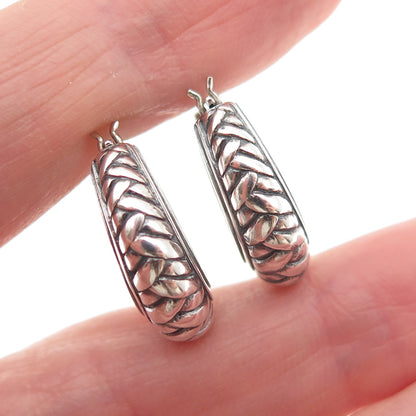 Sidney Evan 925 Sterling Silver Vintage Braided Oxidized Hoop Earrings