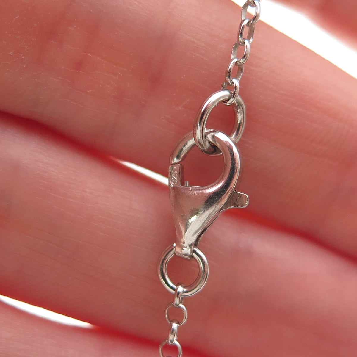 925 Sterling Silver Round-Cut C Z Modernist Fish Rolo Chain Necklace 16-18"
