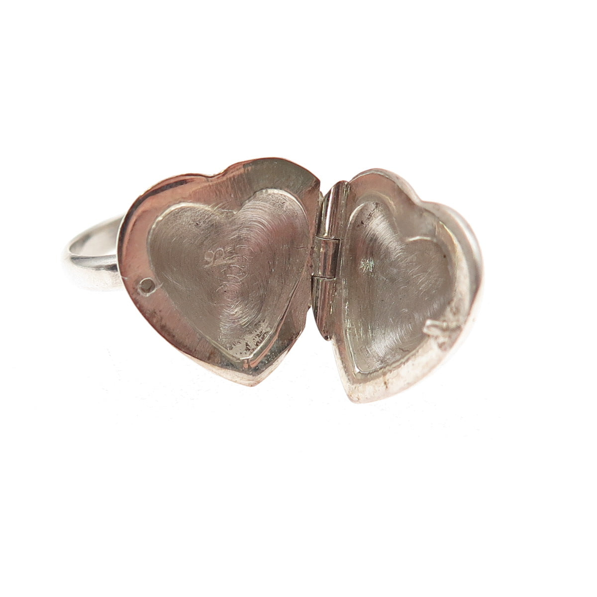925 Sterling Silver Vintage Heart Locket Oxidized Ring Size 5