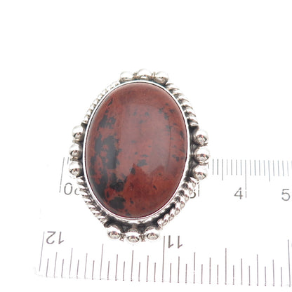 925 Sterling Silver Vintage CII Mexico Real Jasper Beaded Pin Brooch / Pendant