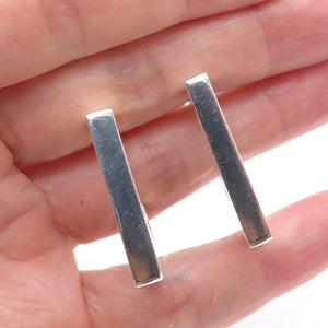 925 Sterling Silver Vintage Mexico Tribal Symbols Square Hoop Earrings
