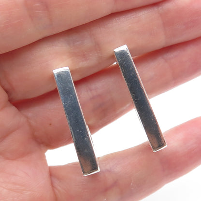925 Sterling Silver Vintage Mexico Tribal Symbols Square Hoop Earrings