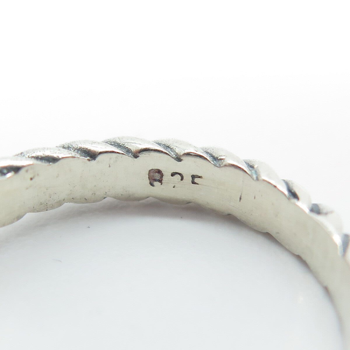 925 Sterling Silver Vintage Real Tourmaline Twisted Rope Ring Size 6.5