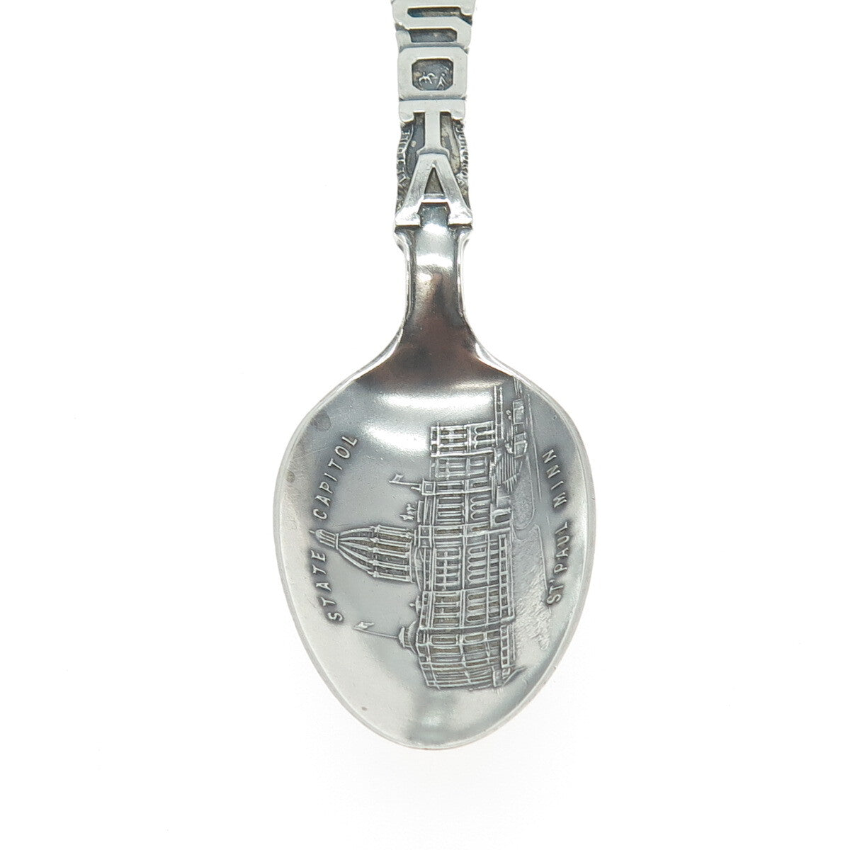 925 Sterling Silver Antique Art Deco Minnesota States & Cities Coffee Spoon