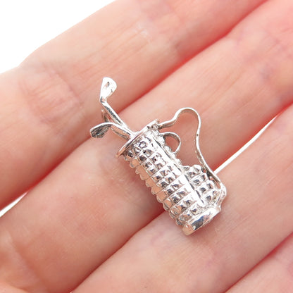 925 Sterling Silver Vintage Gold Club Minimalist Charm Pendant