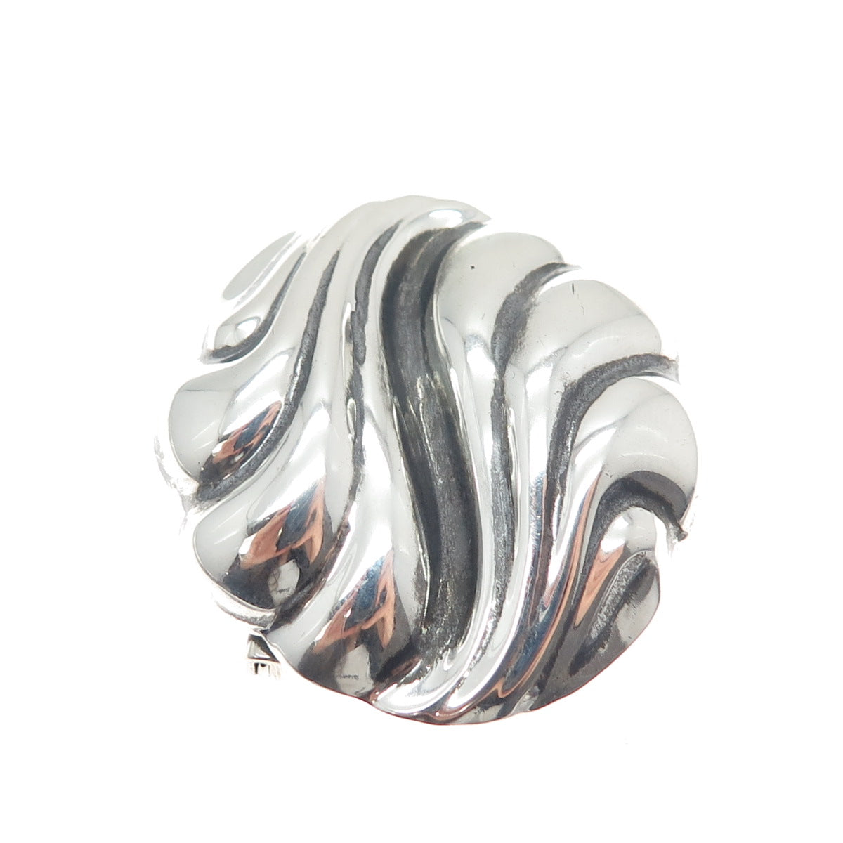 925 Sterling Silver Vintage Mexico Modernist Yin Yang Pin Brooch / Pendant