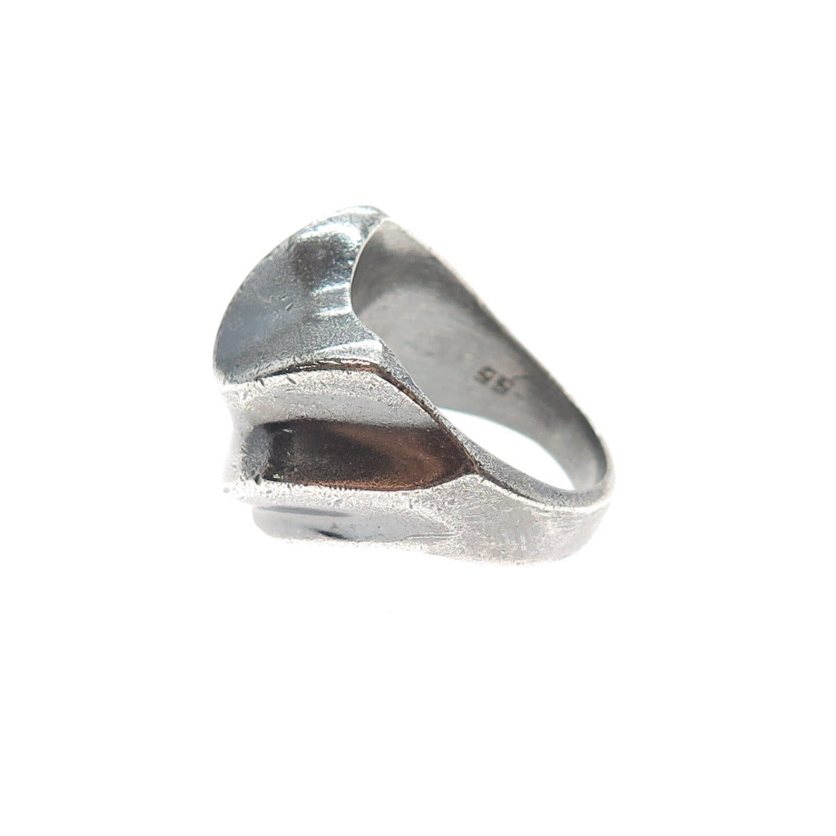 925 Sterling Silver Vintage Mexico Modernist Oxidized Ring Size 7.75