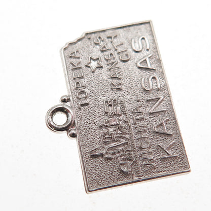 M&M Mark Mercy 925 Sterling Silver Vintage Kansas State Map Mini Charm Pendant