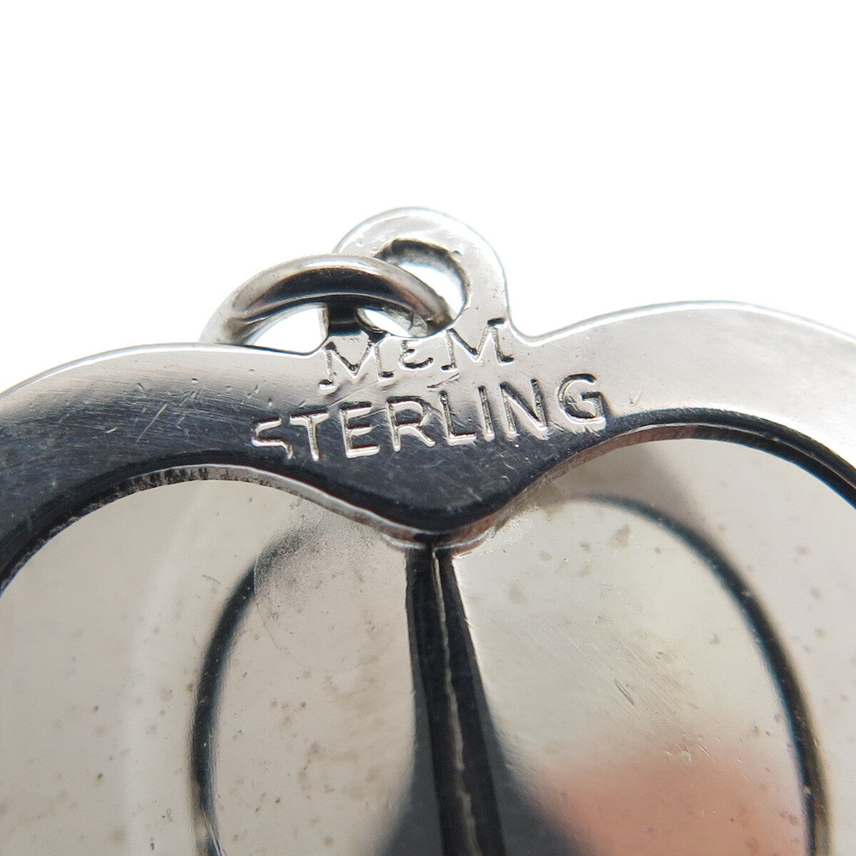 925 Sterling Vintage M&M Real Pearl Rhinestone Anniversary Heart Mini Pendant