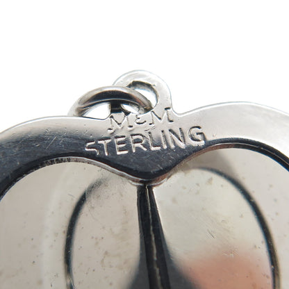925 Sterling Vintage M&M Real Pearl Rhinestone Anniversary Heart Mini Pendant