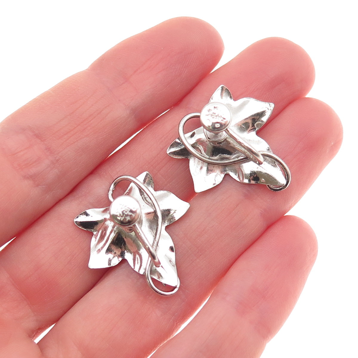 Carl Art 925 Sterling Silver Vintage Floral Screw Back Earrings
