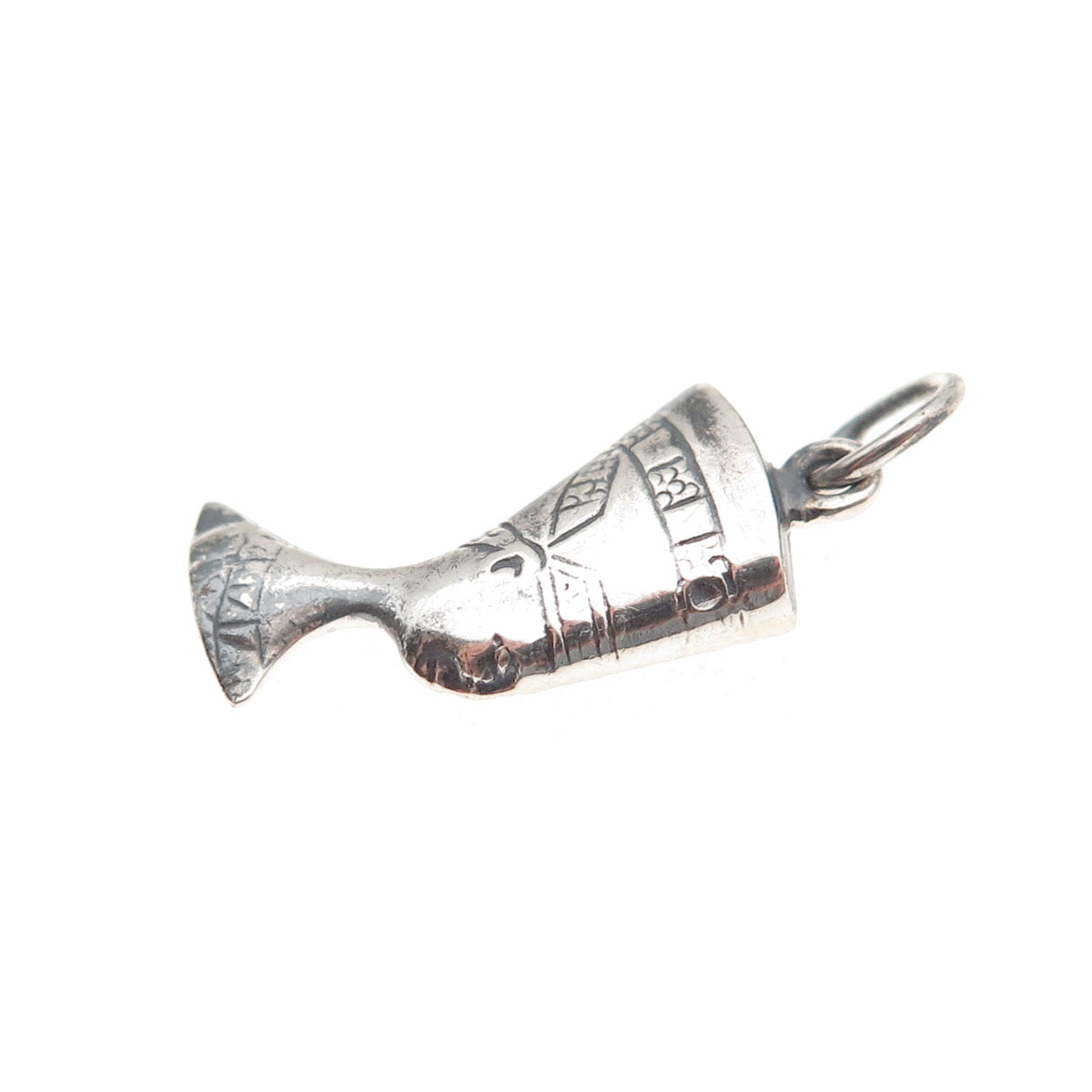 925 Sterling Silver Vintage Egyptian Nefertiti Oxidized Mini Charm Pendant