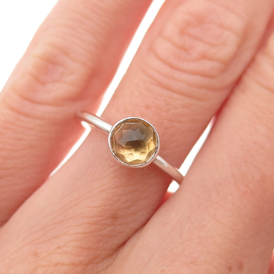 Pandora 925 Sterling Silver Real Citrine November Birthstone Droplet Ring Size 6