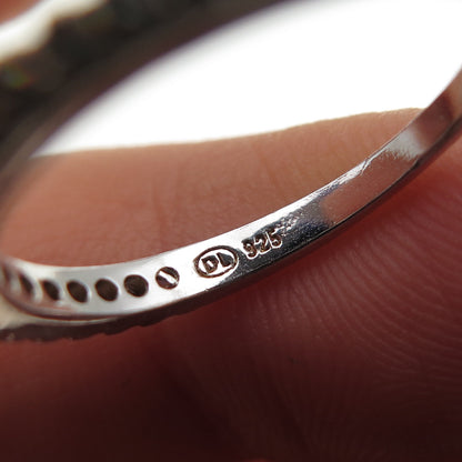 925 Sterling Silver Round-Cut C Z Half Eternity Stackable Band Ring Size 6