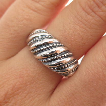 925 Sterling Silver Vintage Granulated Oxidized Dome Ring Size 9.25