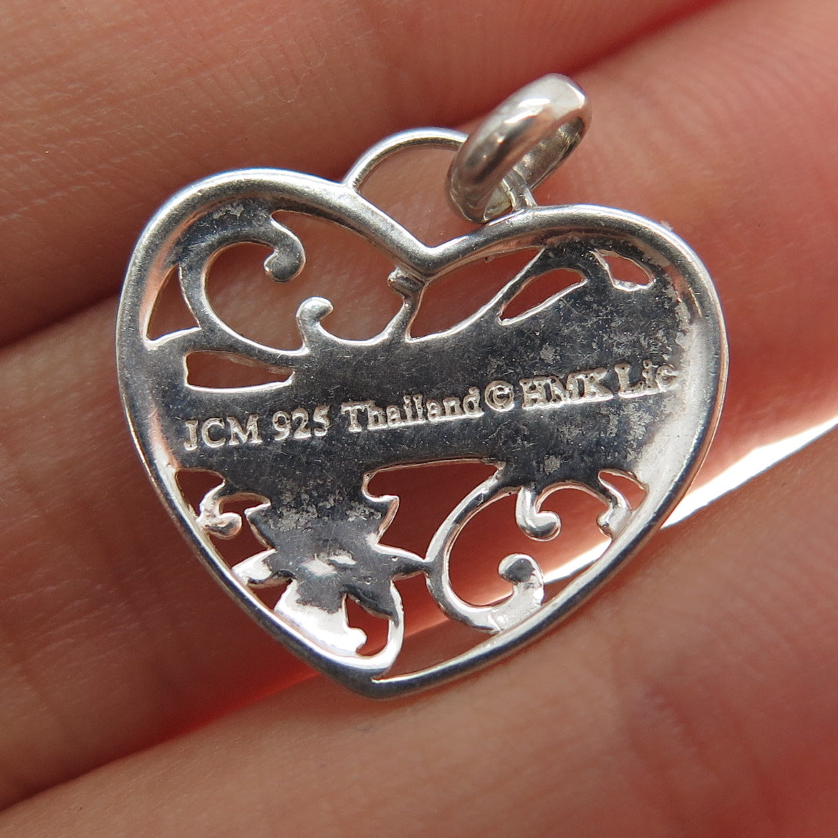 JCM Jacmel Mauritius 925 Sterling Silver Vintage Mom Heart Mini Charm Pendant