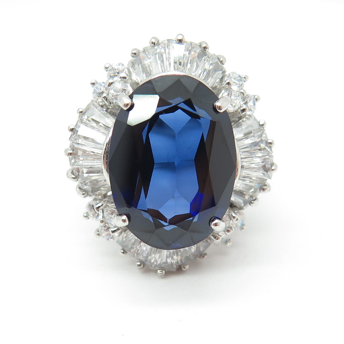 JOLIE GABOR 925 Sterling Silver Lab-Created Sapphire & Multi-C Z Ring Size 7