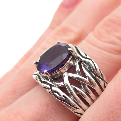 Effy BH 925 Sterling Silver Real Amethyst Lagoon Oxidized Ring Size 7.5