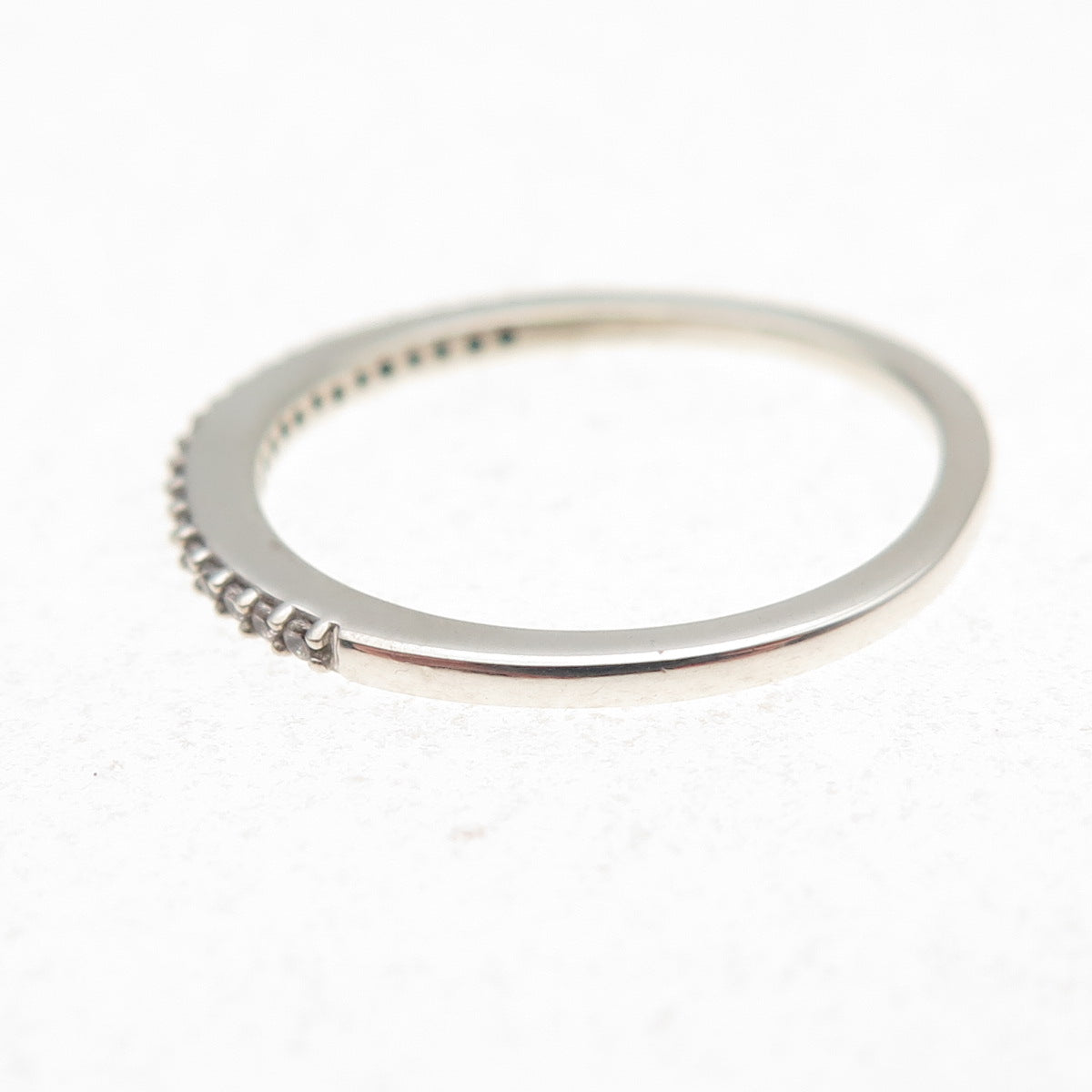 925 Sterling Silver Round-Cut C Z Half Eternity Stackable Band Ring Size 6.75