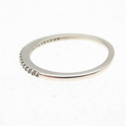 925 Sterling Silver Round-Cut C Z Half Eternity Stackable Band Ring Size 6.75