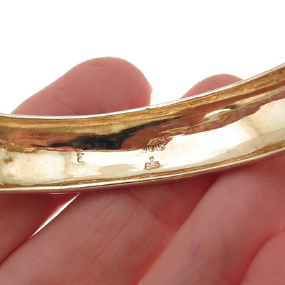 925 Sterling Silver Gold Plated Real Round-Cut Ruby Bangle Bracelet 7.25"