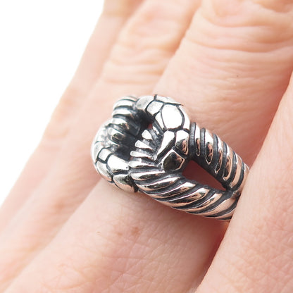 KEN CRAFTS Sterling Silver Vintage Modernist Interlocked Oxidized Ring Size 8.75