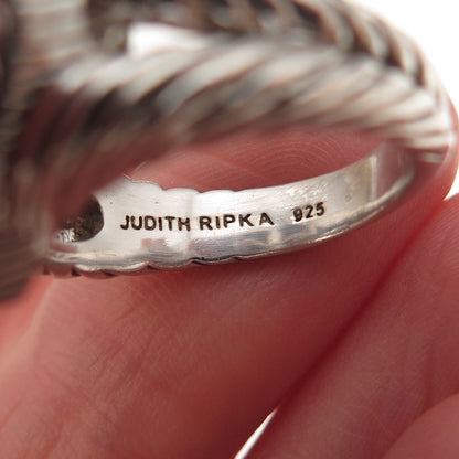 Judith Ripka 925 Sterling Silver Round-Cut C Z Heart Oxidized Ring Size 7