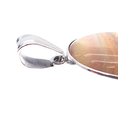 925 Sterling Silver Vintage Real Cabochon Agate Pendant