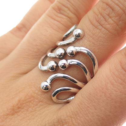 ANNIKA WITT 925 Sterling Silver Vintage Modernist Adjustable Ring Size 8.5