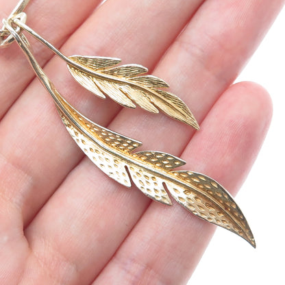 Old Pawn 925 Sterling Gold Plated Vintage Southwestern Feather Necklace 24"