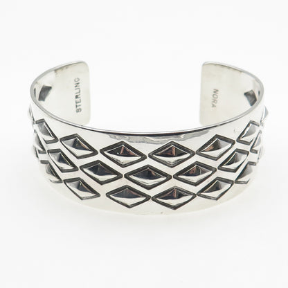 925 Sterling Silver Vintage Diamond-Shape Oxidized Adjustable Bracelet 7.25"