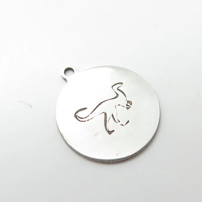925 Sterling Silver USA Two In Town Dinosaur Charm Pendant