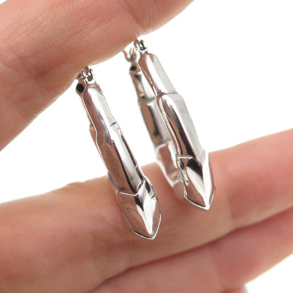 925 Sterling Silver Modernist Oval Hoop Earrings