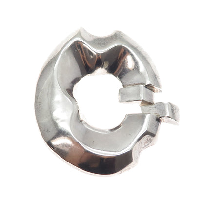 925 Sterling Silver Vintage Modernist Oxidized Large Pin Brooch