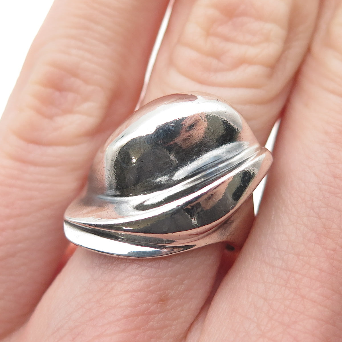 PAUL BRACKNA 925 Sterling Silver Vintage Modernist Oxidized Ring Size 5.75